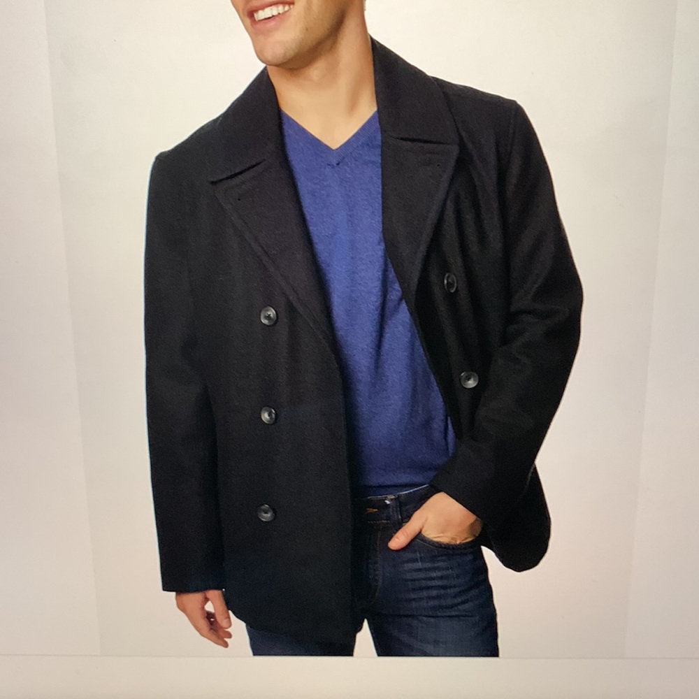 Guang Hui wool man peacoat in black. - Picture 1 of 11